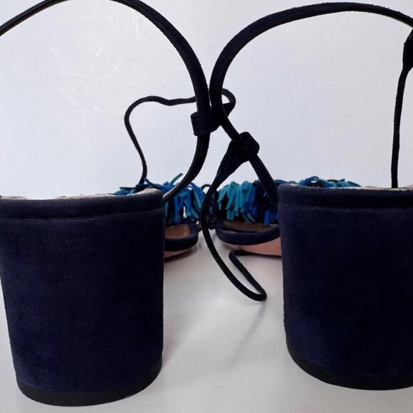 Aquazzura Wild Thing 50 fringed blue suede City sandal size IT 42 - Picture 5 of 10